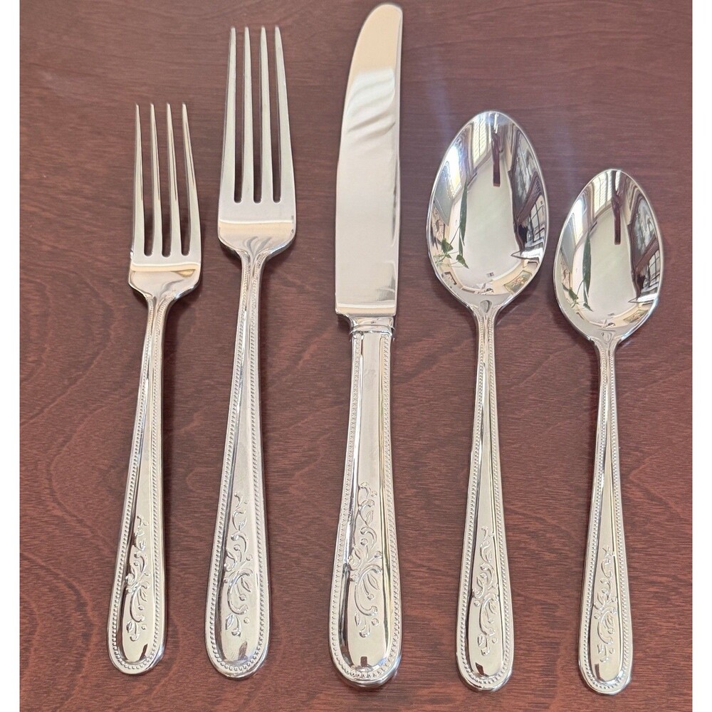 Lenox Opal Innocence Stainless 18/10 Flatware 5 Piece Place Setting EUC